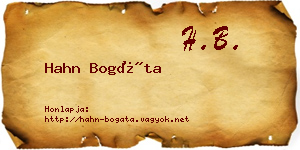 Hahn Bogáta névjegykártya